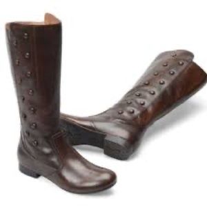 Born Martika Cognac Burnished Brown Button Leather Boots Size 6.5 / 37